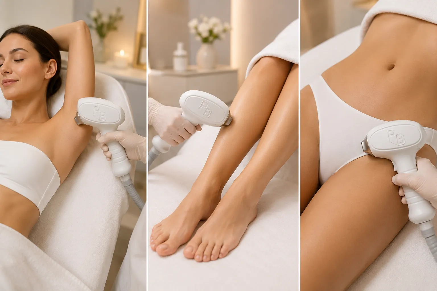 Treatment views of underarm and bikini line laser hair removal